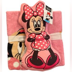NEW Disney Minnie Mouse Travel Set - Shaped Pillow and Throw 40” X 50”